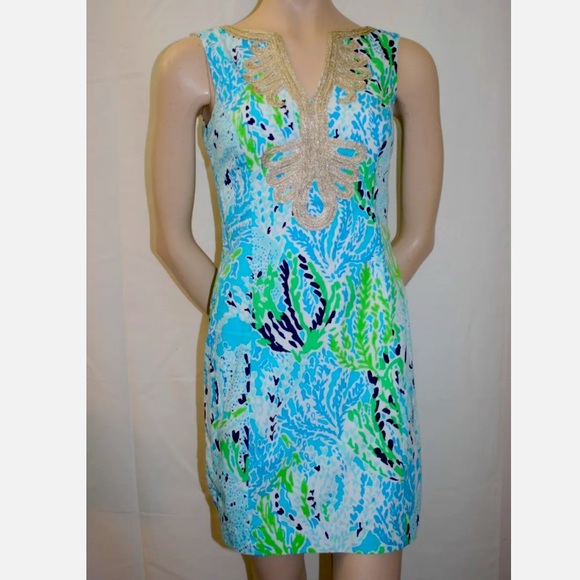 🩵🌴 Lilly Pulitzer • Janice Shift Dress Spa Blue Let's Cha Cha•SIZE 4 - Picture 11 of 13